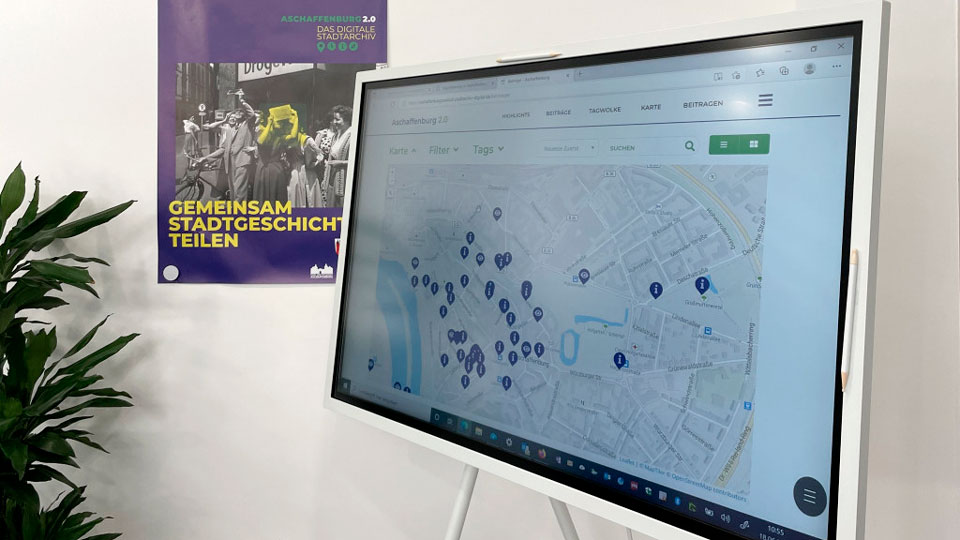 Auf Whiteboard geöffnete Stadtkarte der Teilnehmenden am Digitaltag