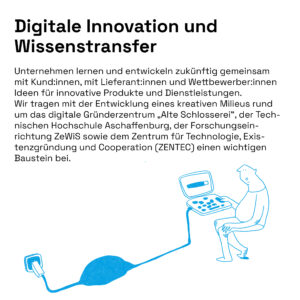 Textfolie mit einem Mann der am Laptop sitzt. Der Laptop ist durch ein Kabel mit der Steckdose verbunden. Man sieht im Kabel einen dicke Stelle.
